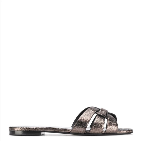 Tribute Metallic Leather Slide Sandals - Picture 2 of 2